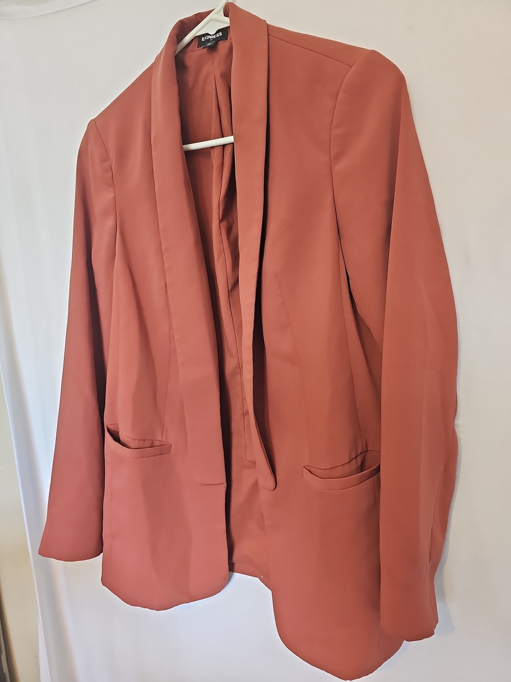 Express Women's Rust Open-Front Shawl Collar Blazer - Picture 4 of 8
